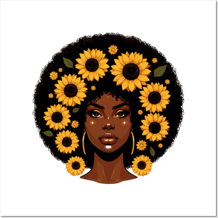 Afrocentric Woman Flowers Posters and Art